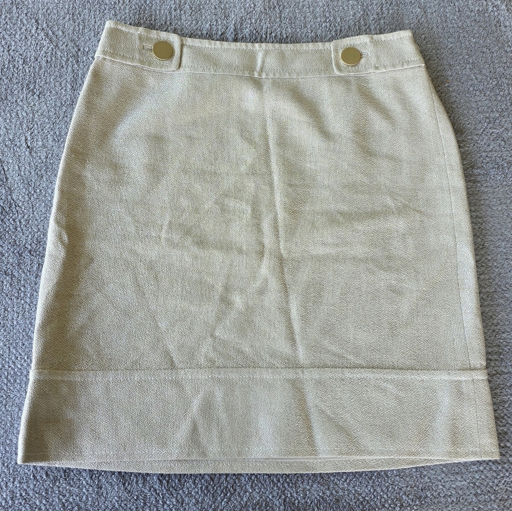 Ann Taylor Women's Viscose Side Zip Pencil Skirt, Cream, Size 10